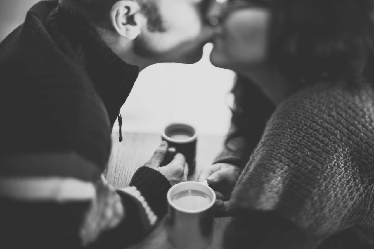 Couple in coffee parlour