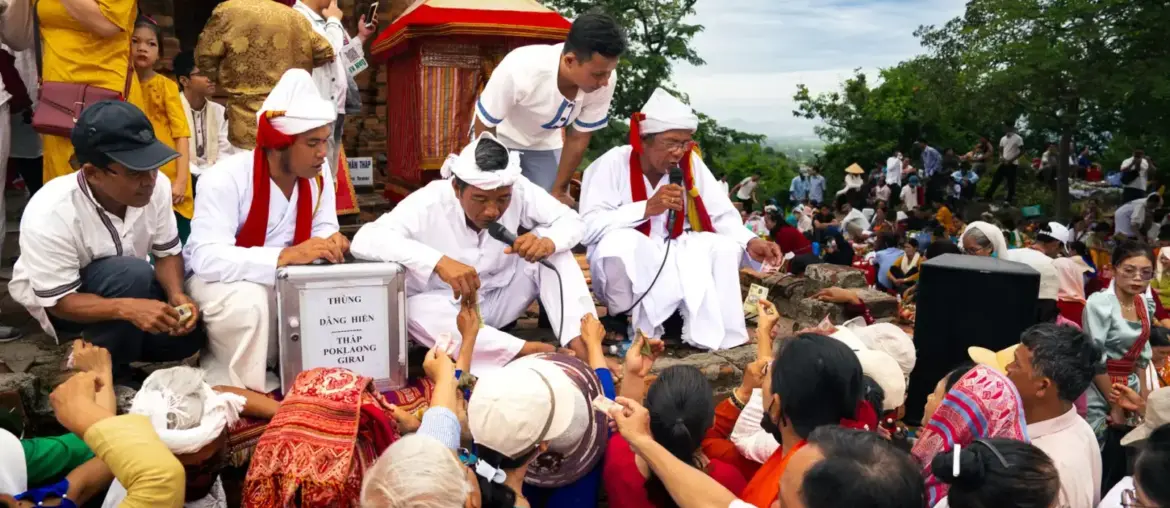 Captivating scene of a traditional Cham cultural ceremony at Po Klong Garai, Phan Rang, Vietnam