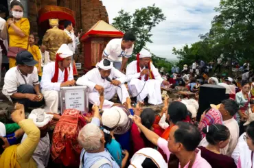 Captivating scene of a traditional Cham cultural ceremony at Po Klong Garai, Phan Rang, Vietnam