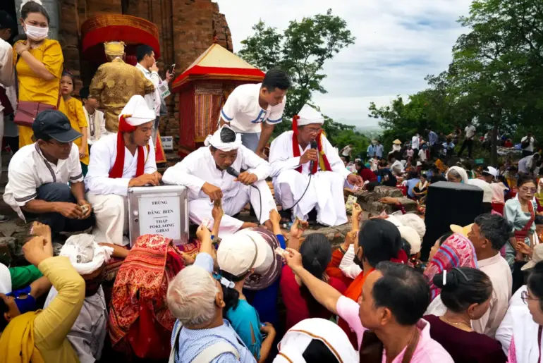 Captivating scene of a traditional Cham cultural ceremony at Po Klong Garai, Phan Rang, Vietnam
