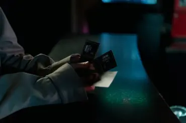 Moody image of a person holding cinema tickets at night, highlighting anticipation of a movie night